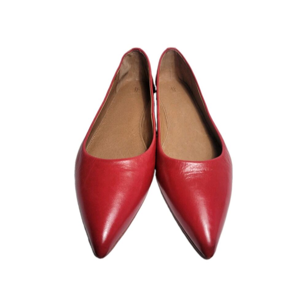 Frye Sienna Ballet Flats Red Leather Pointed Toe Slip On Shoes Womens 10 M